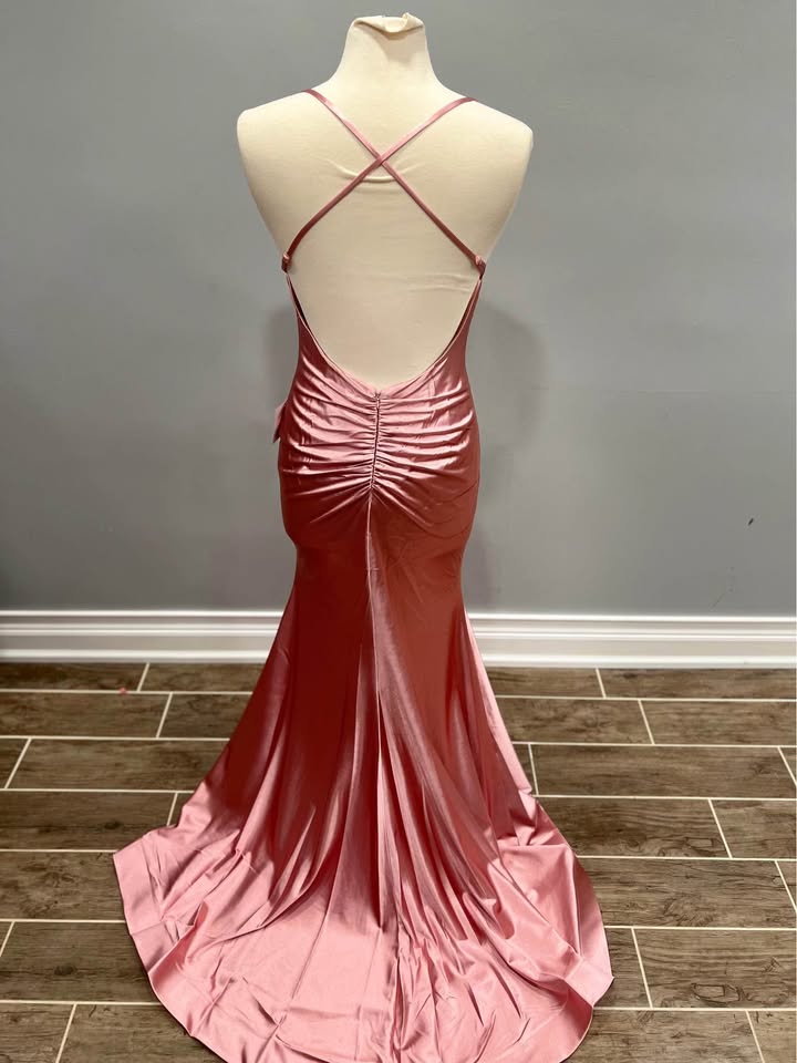 Winter Rose Pink Formal Dress for Wedding Guests Satin Mermaid