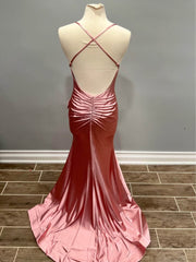 Winter Rose Pink Formal Dress for Wedding Guests Satin Mermaid