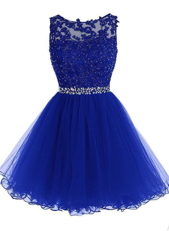 Royal Blue Homecoming Dress Tulle Beaded Damas dresses for Quince