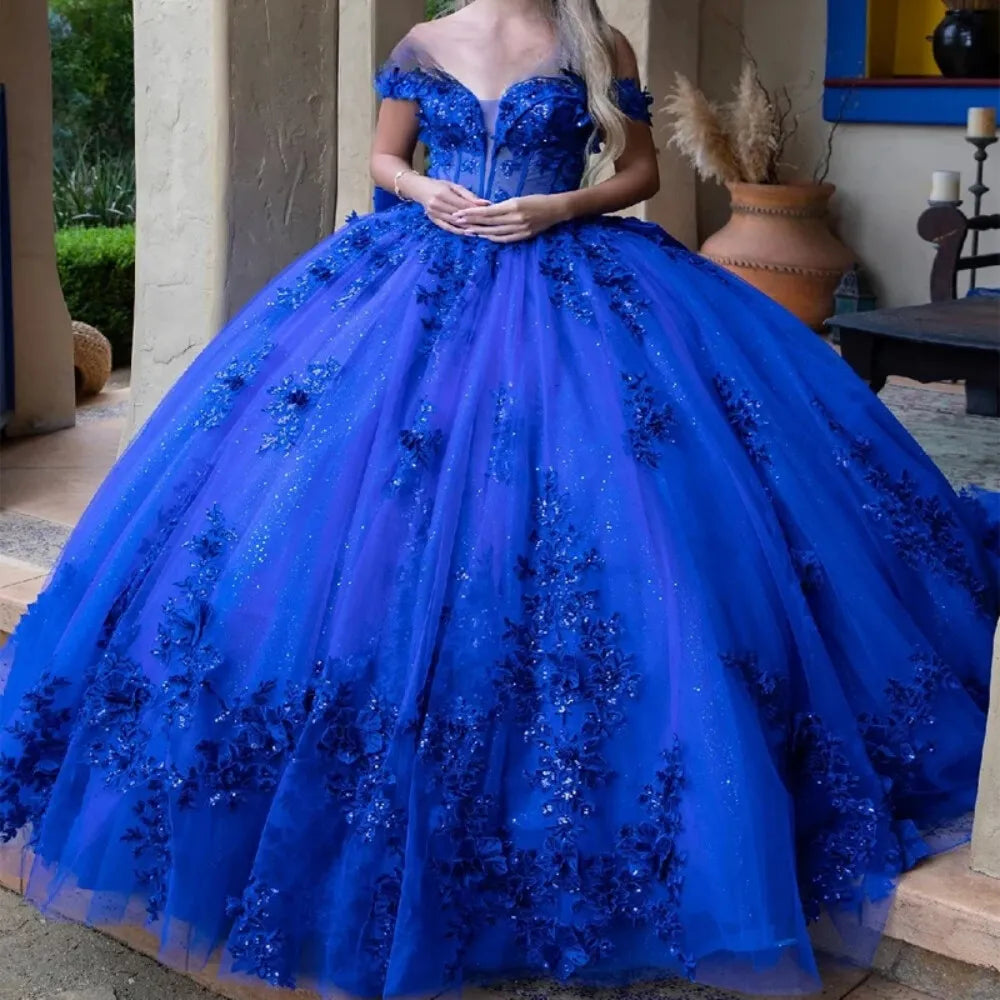 Hot Royal Blue XV 15 Quinceanera Dresses Off Shoulder