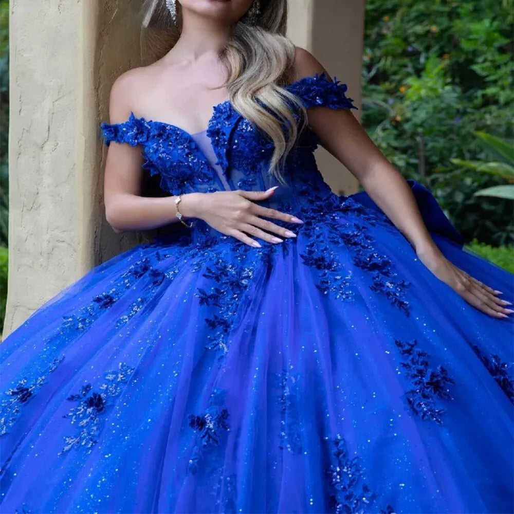 Hot Royal Blue XV 15 Quinceanera Dresses Off Shoulder