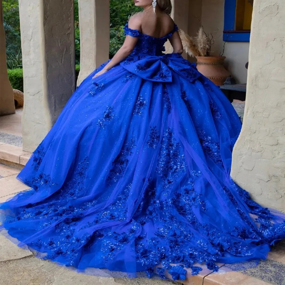 Hot Royal Blue XV 15 Quinceanera Dresses Off Shoulder