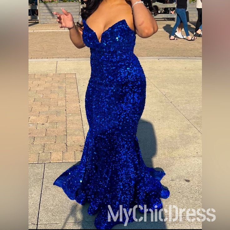 Long Red Prom Dresses Glitter Sequin Mermaid Evening Dress UK