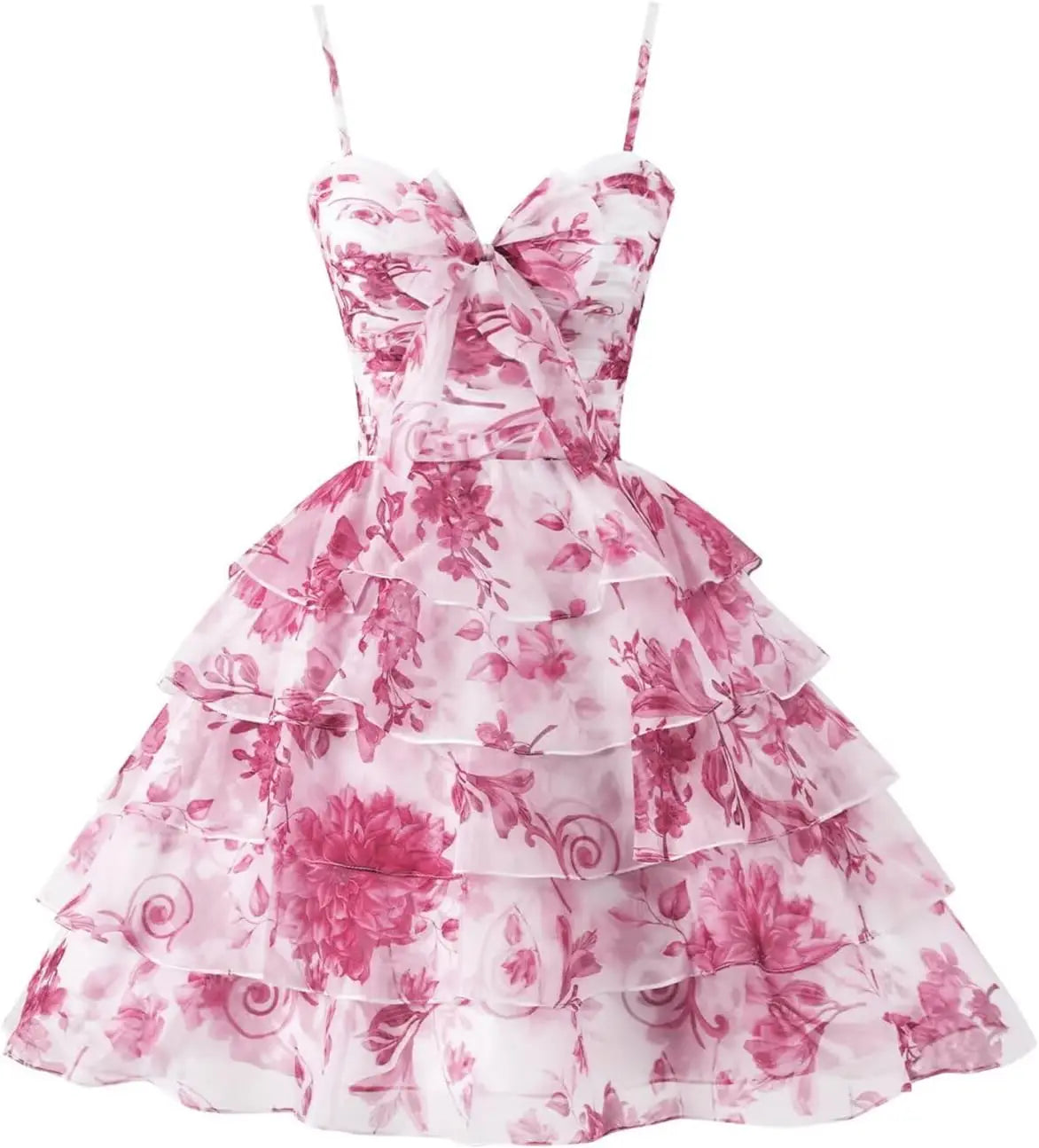 Hot Blue Chiffon Floral Short Homecoming Dress with Ruffles
