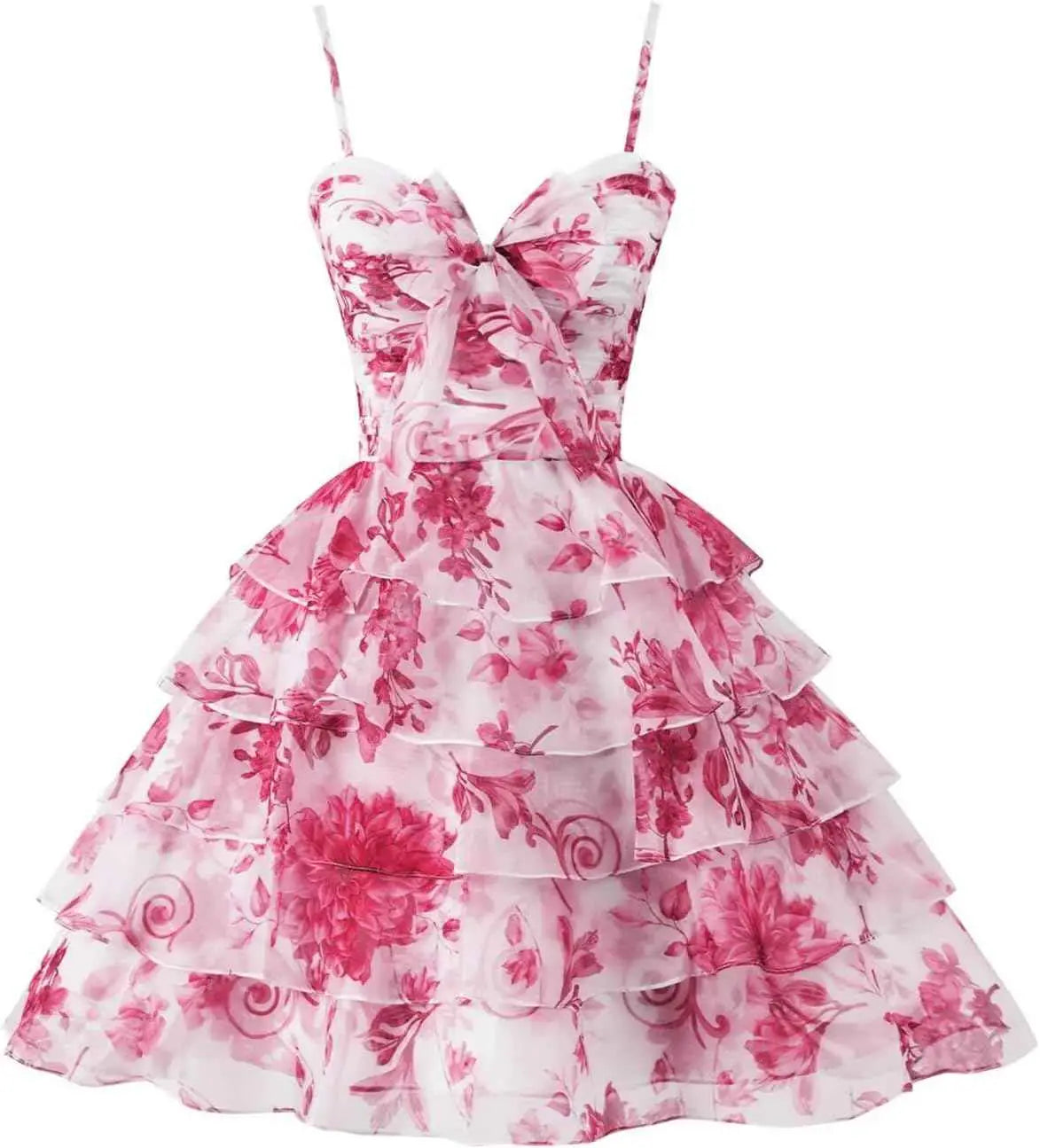 Hot Blue Chiffon Floral Short Homecoming Dress with Ruffles