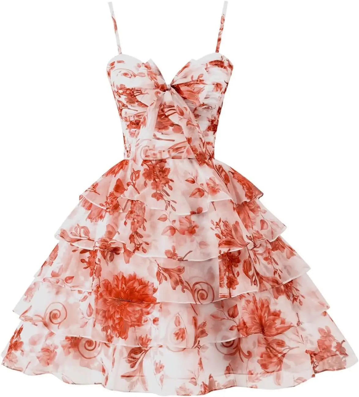 Hot Blue Chiffon Floral Short Homecoming Dress with Ruffles