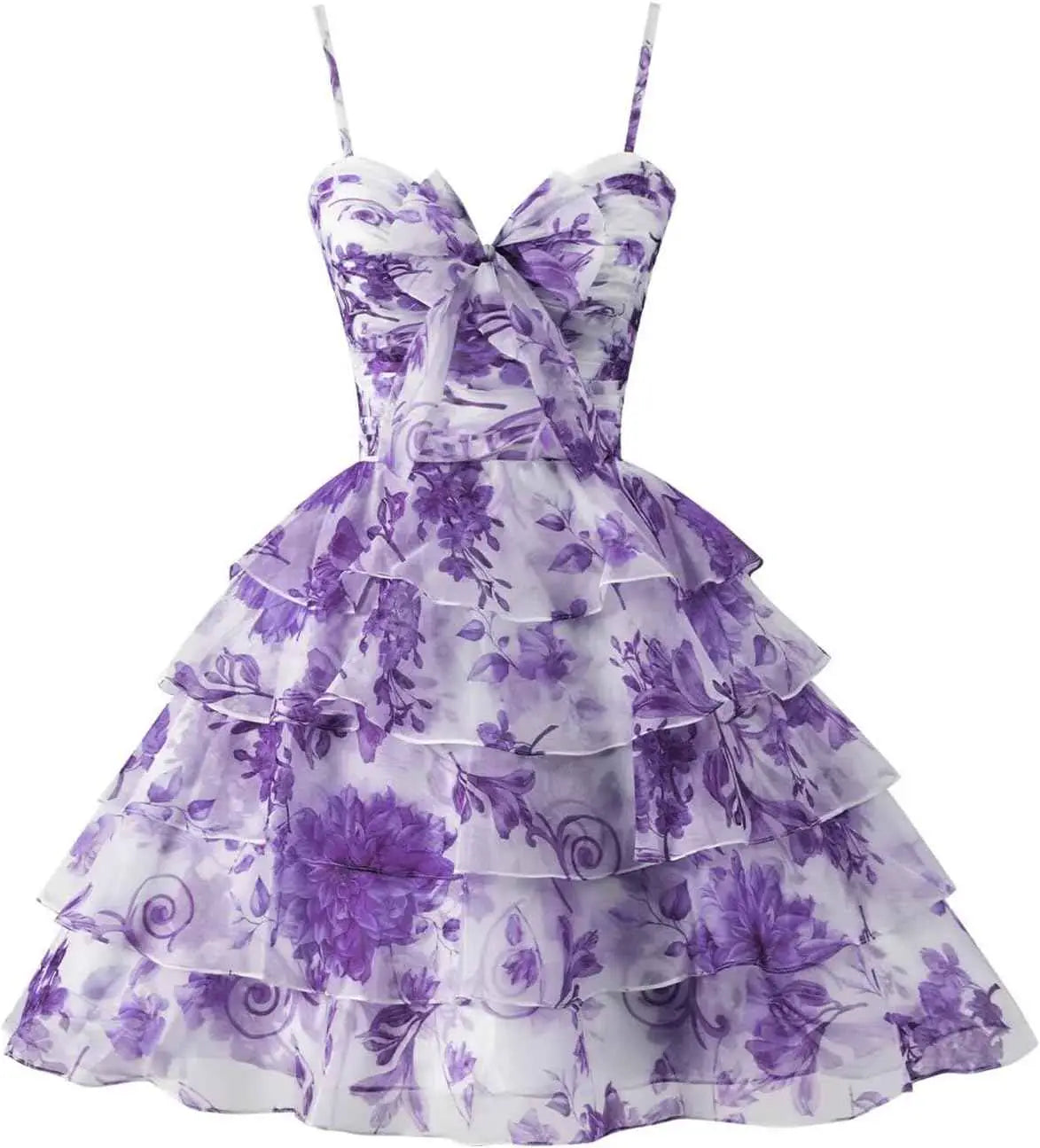 Hot Blue Chiffon Floral Short Homecoming Dress with Ruffles