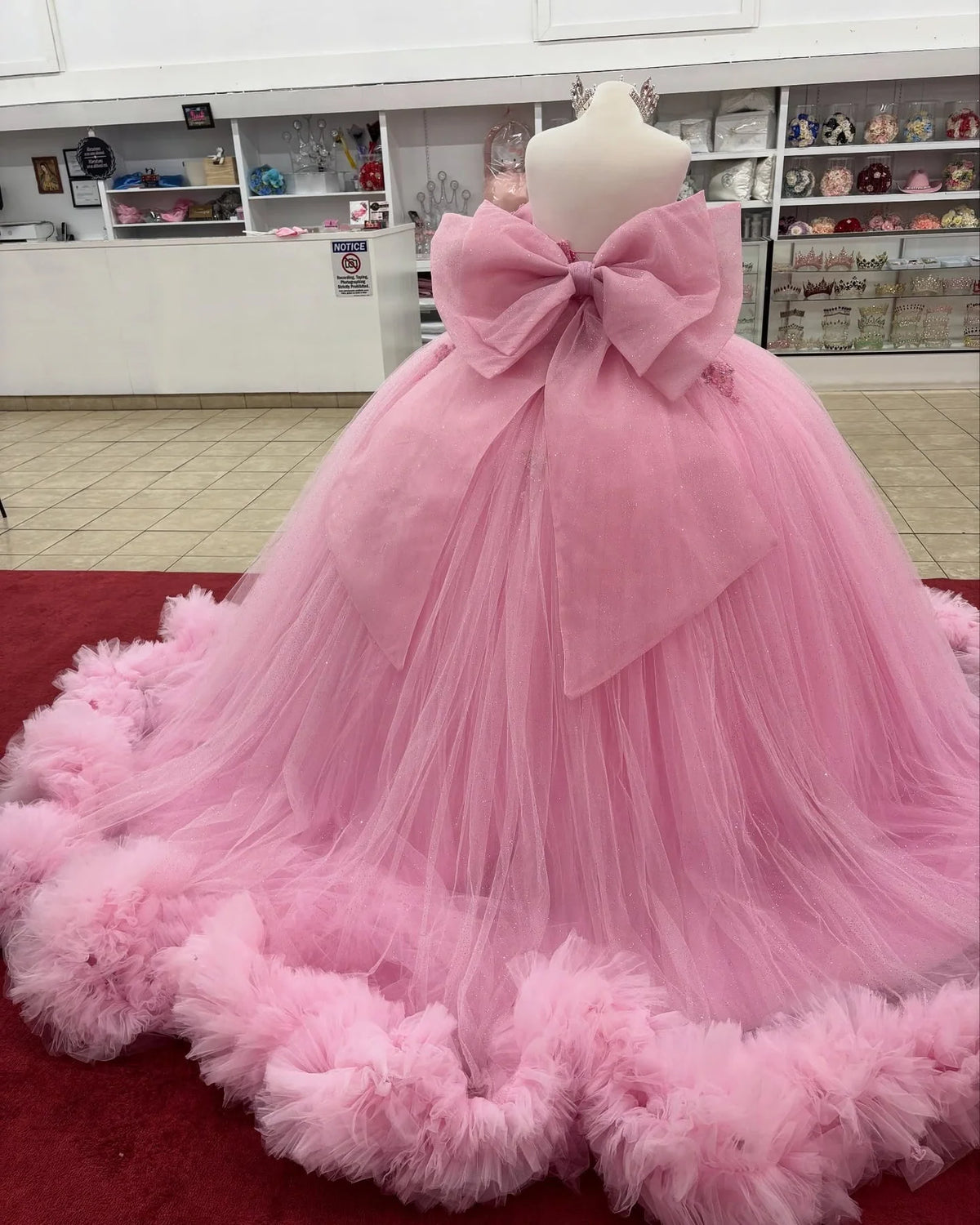 Ruffles Pink Quince Dress Corset Bodice Ball Gown Sweet 16 Dress