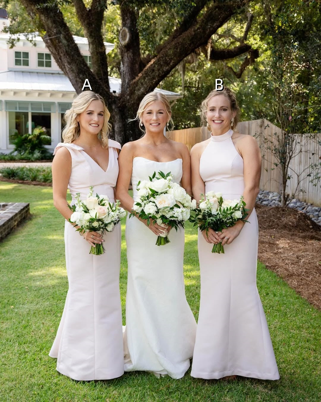 Satin Long Mermaid Pink Mismatched Bridesmaid Dress