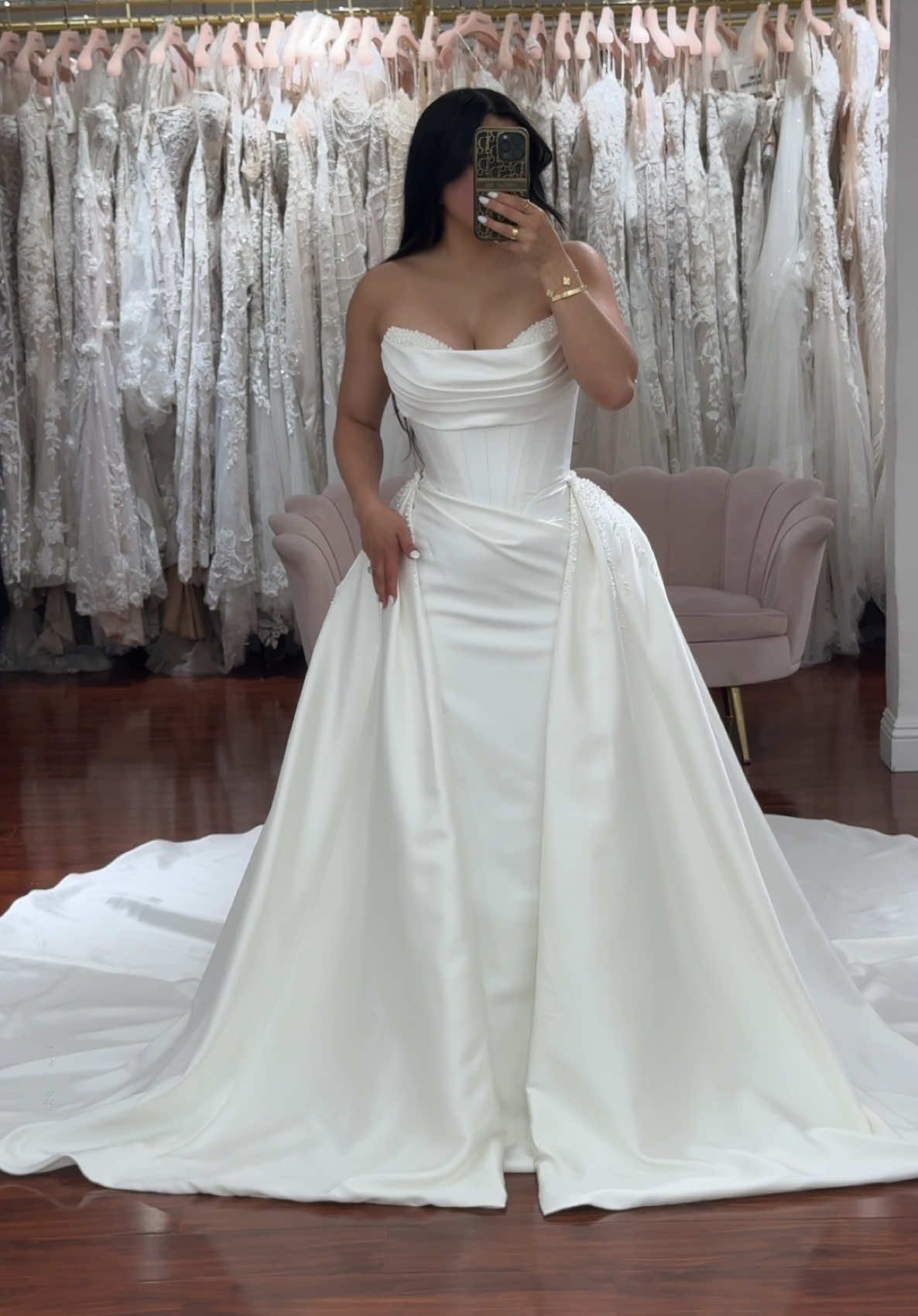 Strapless Corset Satin Wedding Dresses with Detachable Train