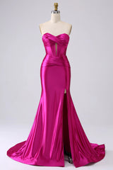 Black Long Prom Dress 2025 Sweetheart Satin Evening Dresses Mermaid - MyChicDress