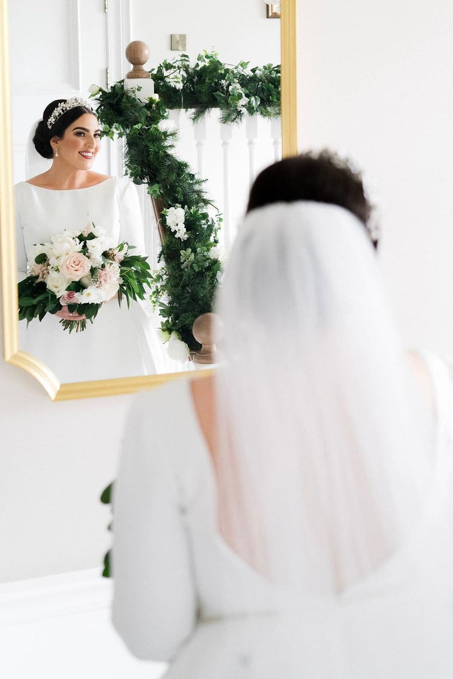 2025 A Line Satin Wedding Dresses Long Sleeves Jewel with Train - MyChicDress