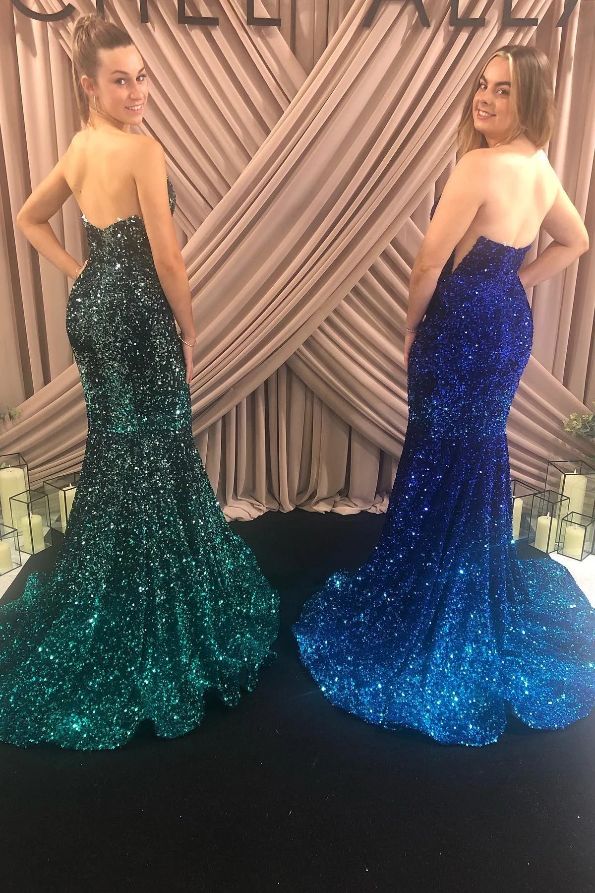 Sequins Formal Dresses Mermaid green Prom Dress Sleeveless - MyChicDress