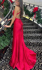Sexy Simple Fitted Bridesmaid Dress Mermaid Deep V-neck