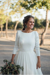 Sheath Beach Spandex Modest Wedding Dresses with Chiffon Skirt Open Back