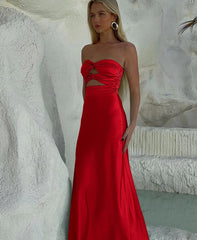 Sheath Long Yellow Prom Dresses Strapless Formal Gown