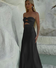 Sheath Long Yellow Prom Dresses Strapless Formal Gown