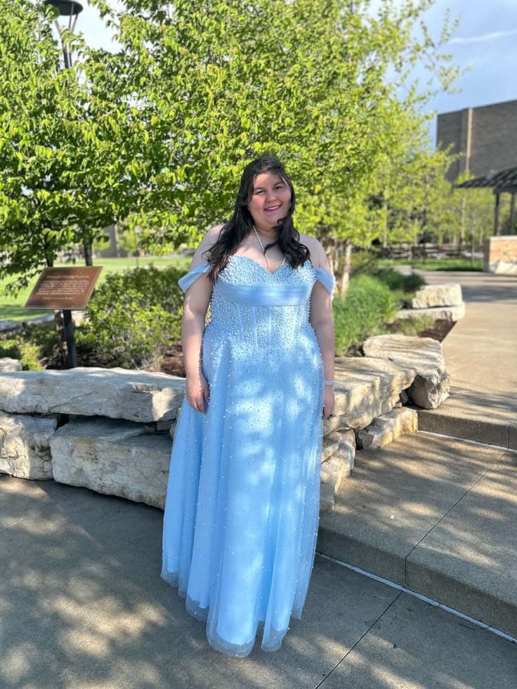 Sheath Plus Size Blue Prom Dress with Pearls Off the Shoulder