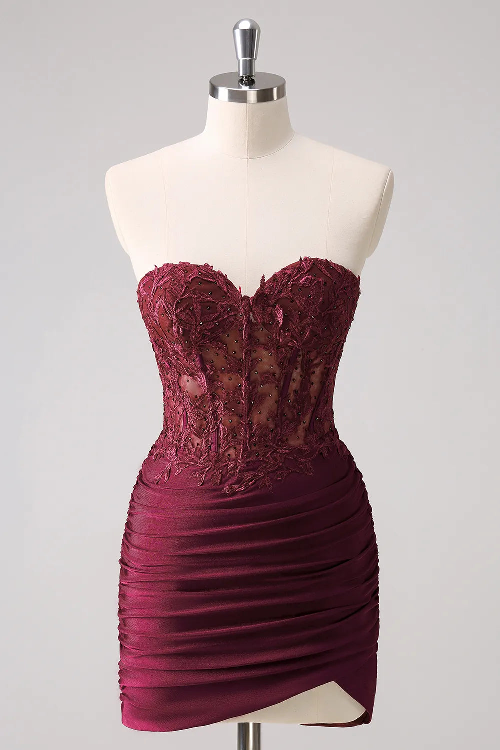 Short Fuchsia Corset Hoco Dress Bodycon Sweetheart with Beading