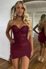 Short Fuchsia Corset Hoco Dress Bodycon Sweetheart with Beading