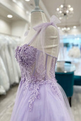 Short Lavender Floral Homecoming Dress A-Line Appliques Sweetheart