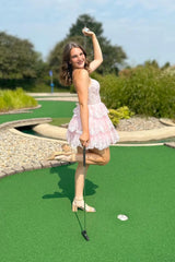 Short Layered pink hoco Dresses Ruffles A Line V Neck
