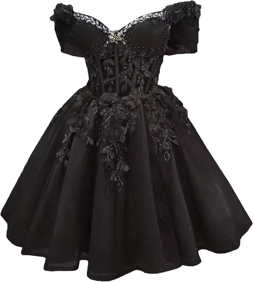 Short Emerald Green Off Shoulder Homecoming Dresses Lace Tulle Beaded