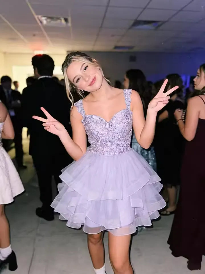 Short Off Shoulder Tiered Tulle Gold Homecoming Dress 3D Butterfly Quinceanera DAMA Dress