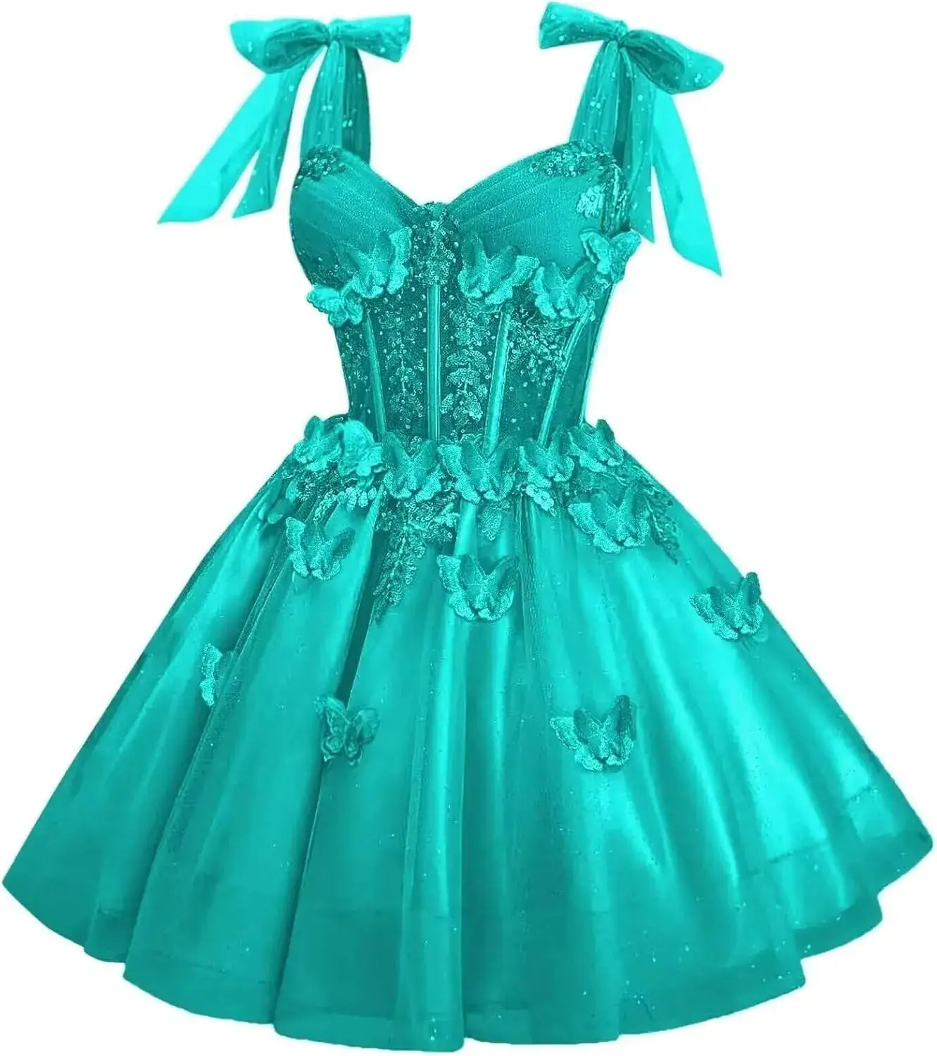 Short Puffy Cocktail Dress Corset Homecoming Dress 3D Butterfly