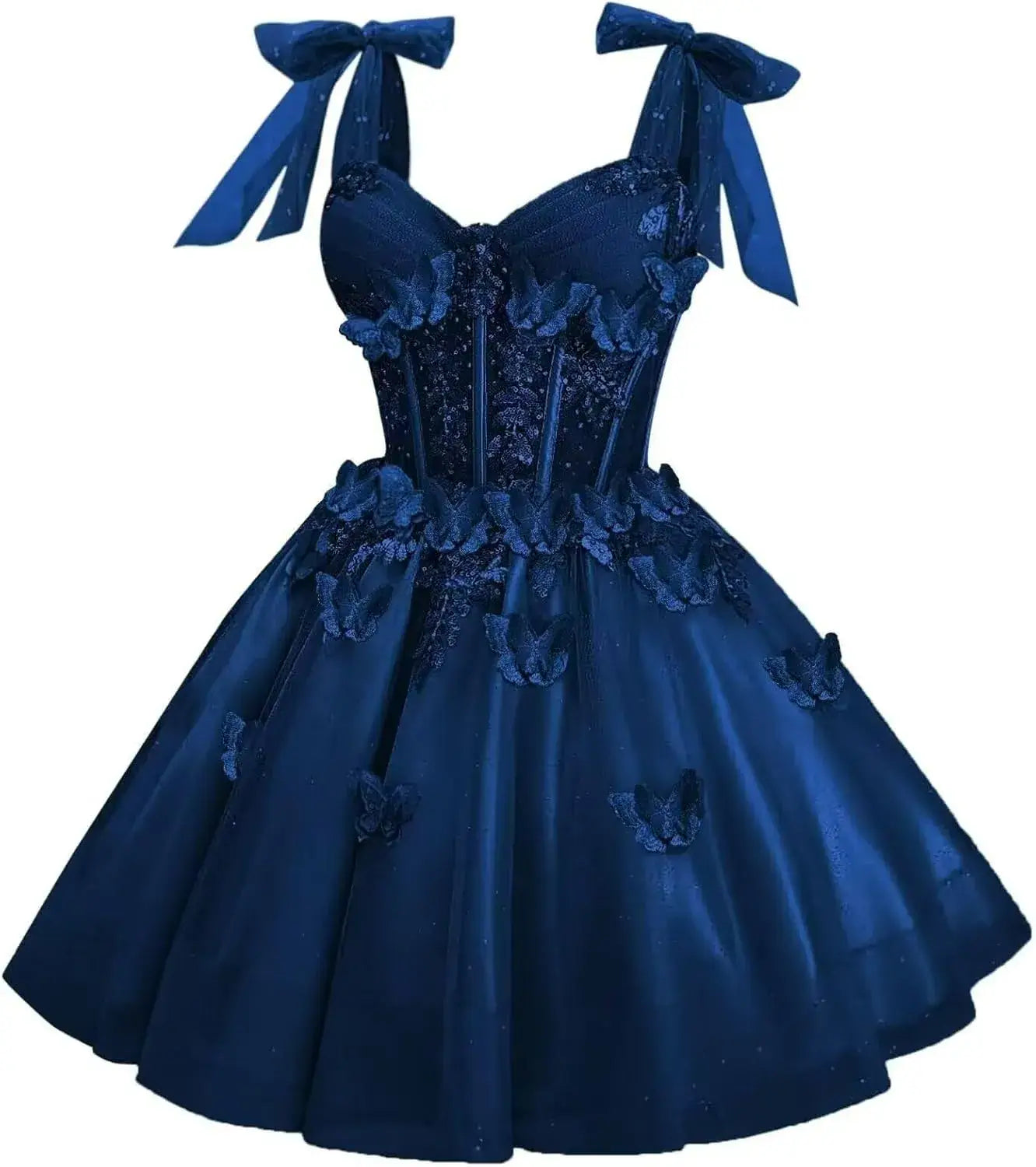 Short Puffy Cocktail Dress Corset Homecoming Dress 3D Butterfly