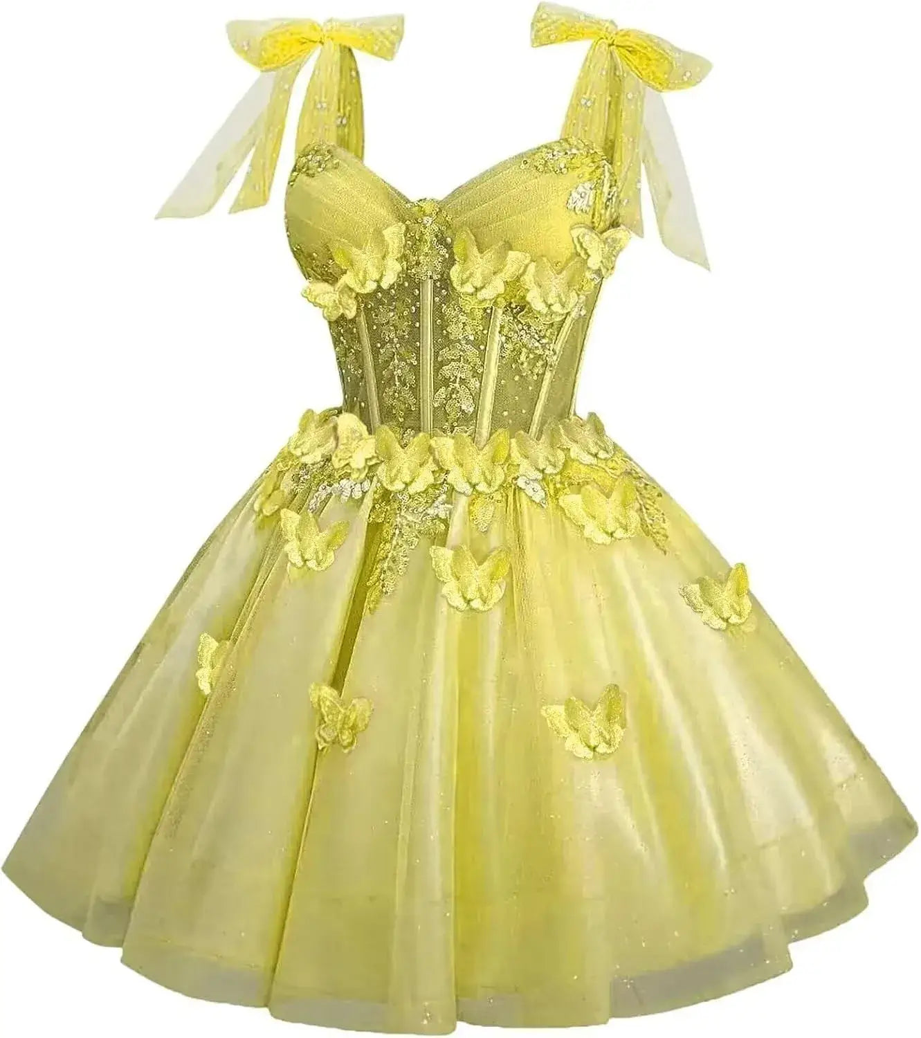 Short Puffy Cocktail Dress Corset Homecoming Dress 3D Butterfly