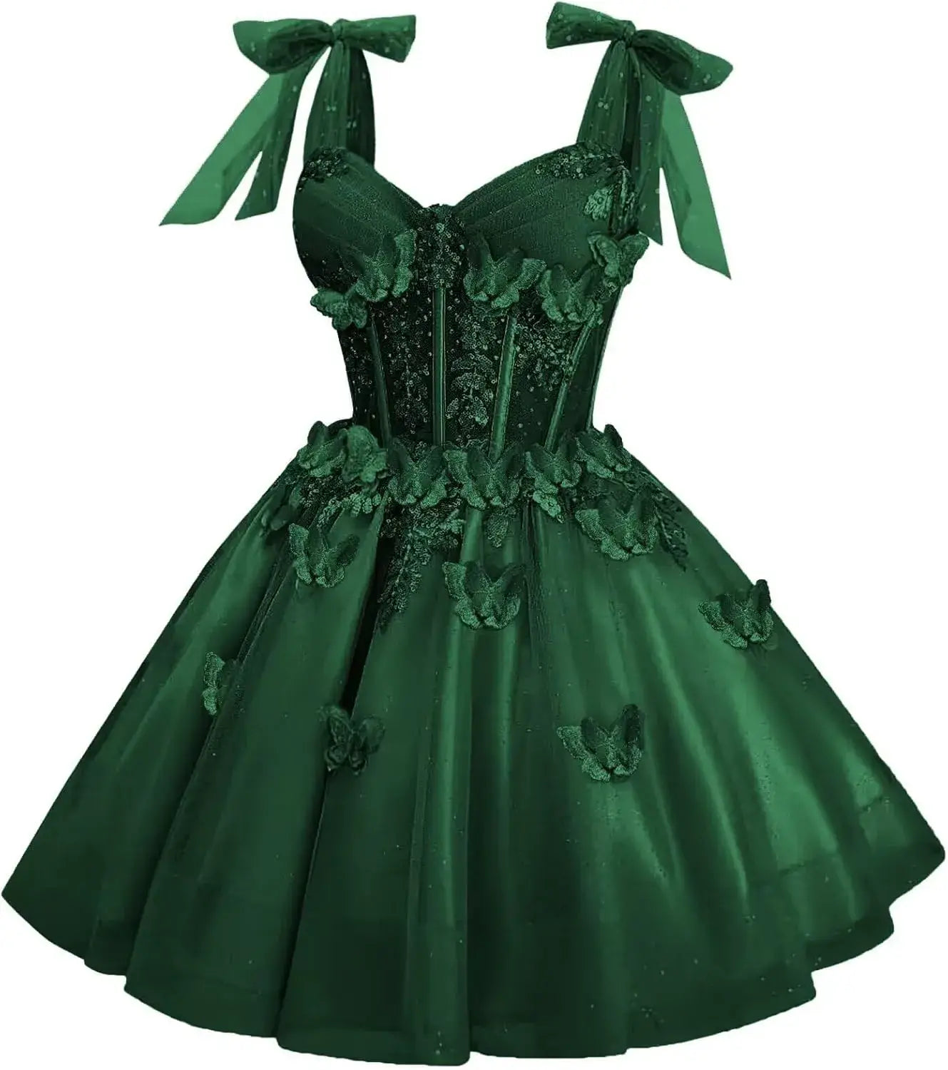 Short Puffy Cocktail Dress Corset Homecoming Dress 3D Butterfly