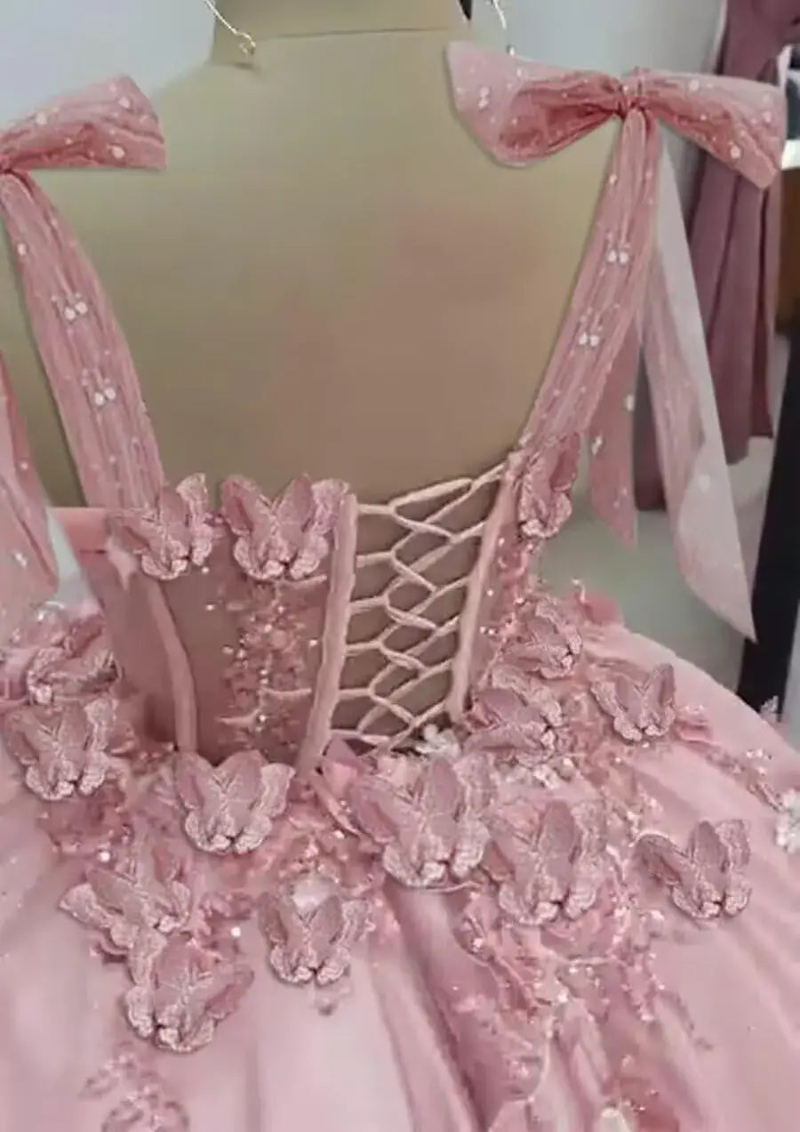 Short Puffy Cocktail Dress Corset Homecoming Dress 3D Butterfly