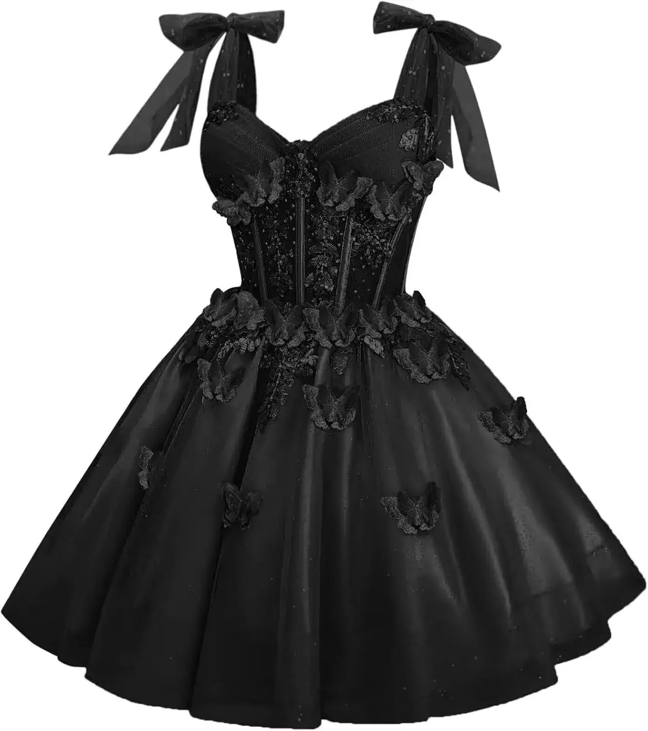 Short Puffy Cocktail Dress Corset Homecoming Dress 3D Butterfly