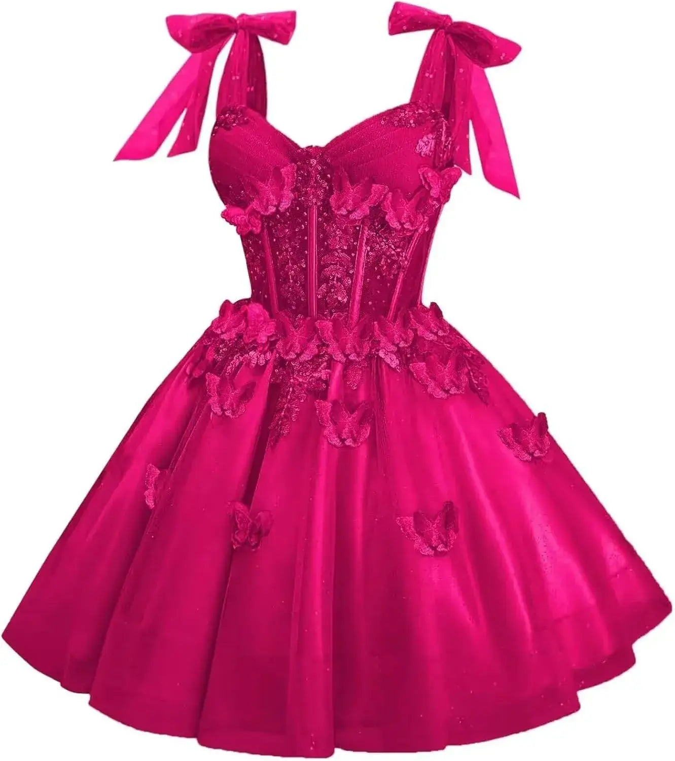 Short Puffy Cocktail Dress Corset Homecoming Dress 3D Butterfly