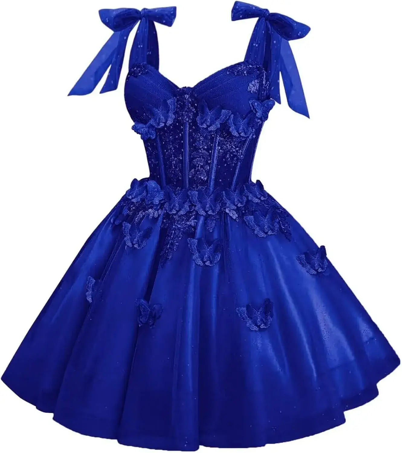 Short Puffy Cocktail Dress Corset Homecoming Dress 3D Butterfly