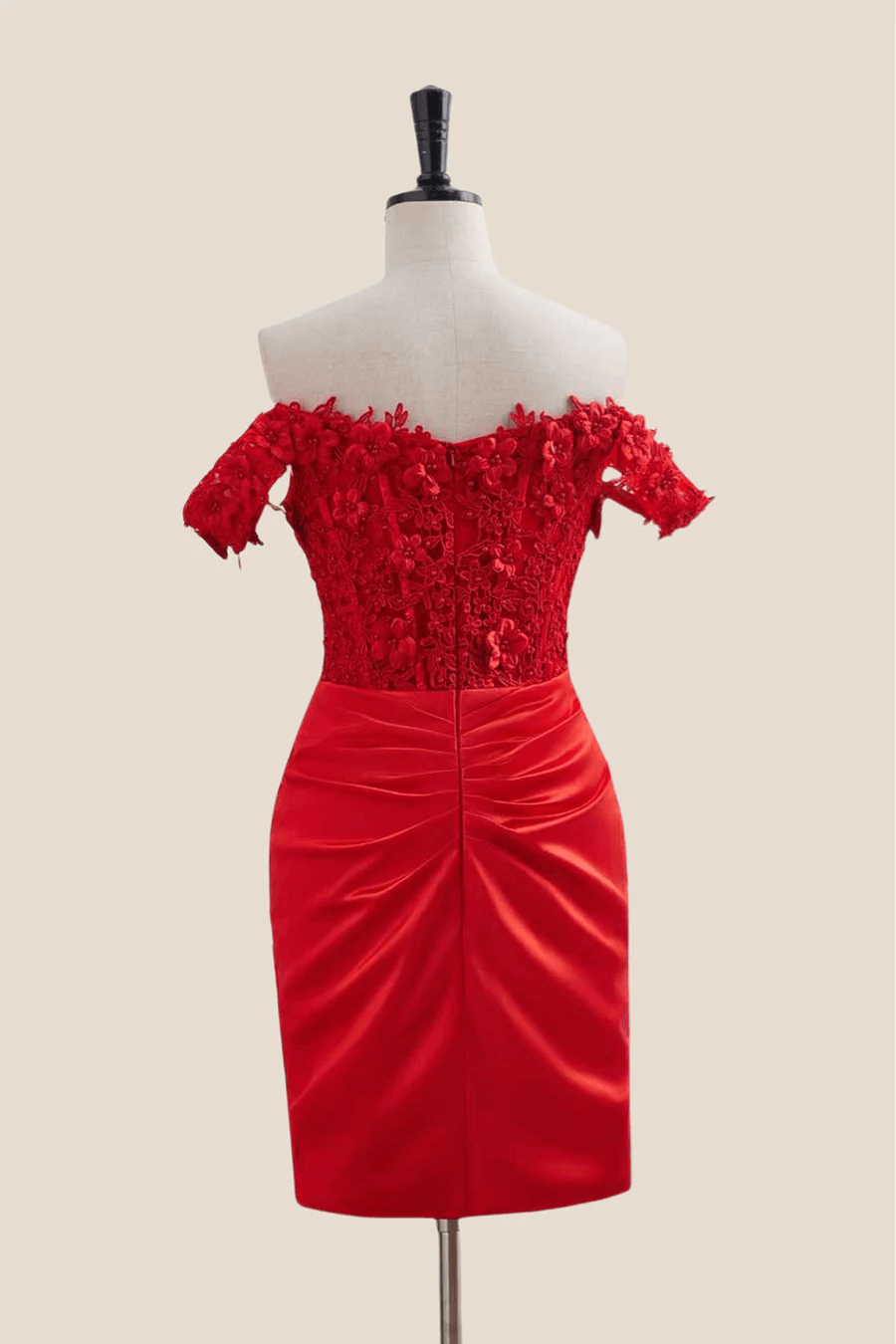 Short red Homecoming Dress Floral Bodycon Mini Porm Dress