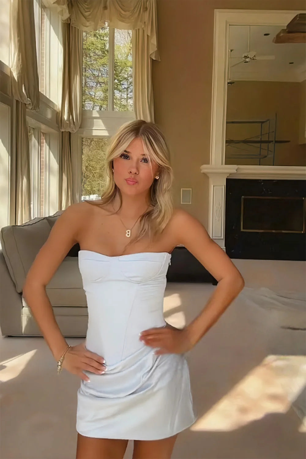 Short Strapless Mini Satin Yellow Homecoming Dress with Corset Bodice