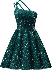 Sparkly One Shoulder Sequin Homecoming Dresses Short for Teens - MyChicDress