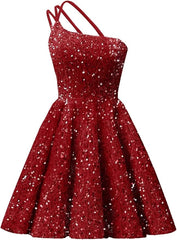 Sparkly One Shoulder Sequin Homecoming Dresses Short for Teens - MyChicDress