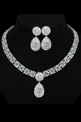 Silver Crystal Necklace Earring Jewelry Set Mychicdress
