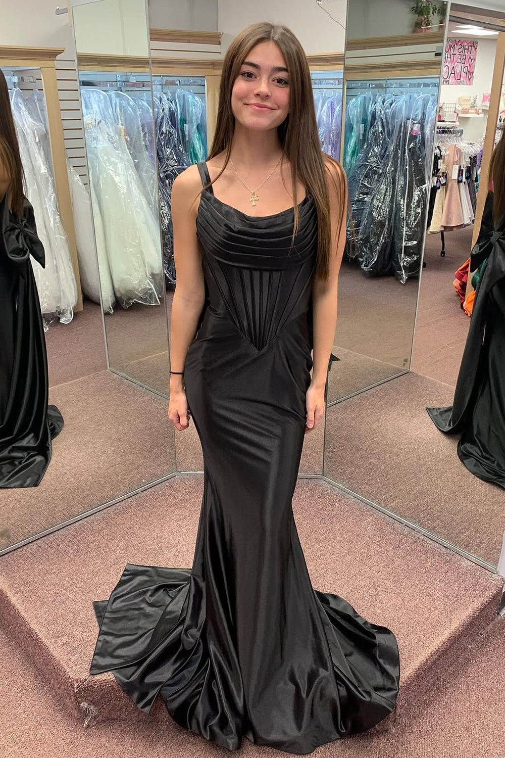 Hot Black Polka Dot Corset Prom Dresses Lace Satin Strapless Mermaid
