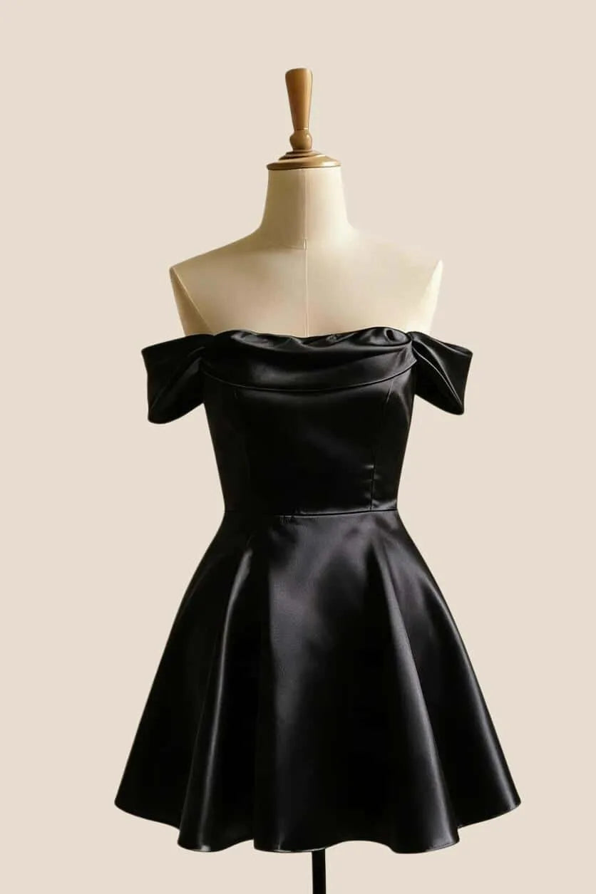 Simple Butter Yellow Hoco Dress A-line Short Dama Dress Off-Shoulder