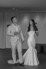 Simple Satin Wedding Dresses Cover Chest Mermaid Strapless Gown Mychicdress