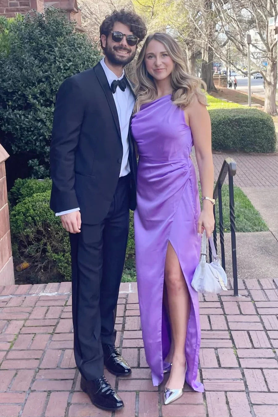 Simple Summer Bridesmaid Dress Pink Asymmetrical Maxi Dress with Slit