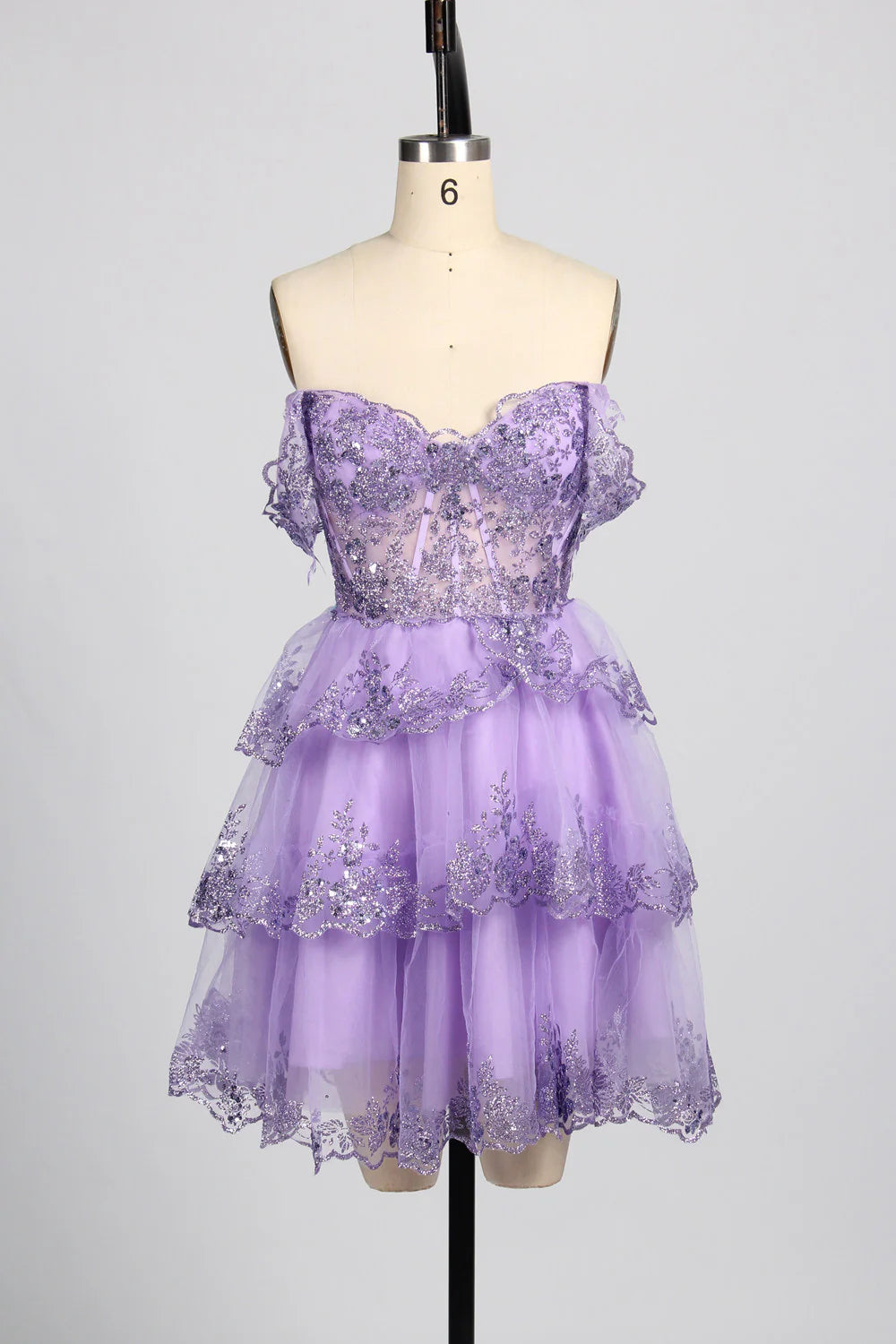 Sparkling Sequin Short Homecoming Dress Lilac Tulle Mychicdress