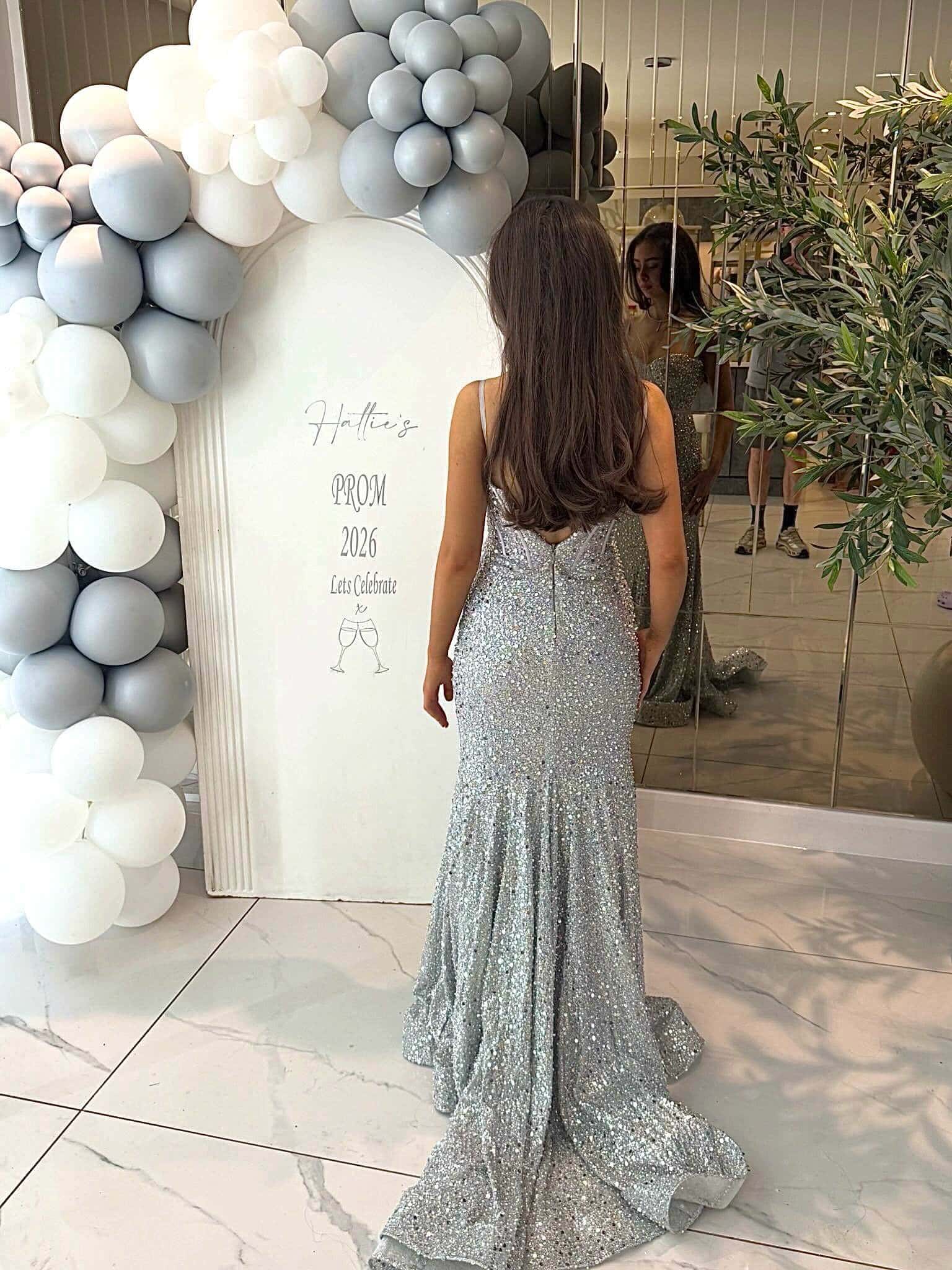 Vestidos de noche largos con lentejuelas azules brillantes y corte sirena del Reino Unido