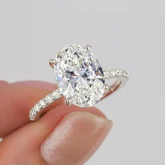 Sterling Silver Oval Diamond Engagement Ring For Woman Mychicdress