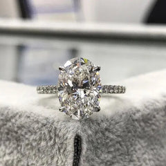Sterling Silver Oval Diamond Engagement Ring For Woman Mychicdress