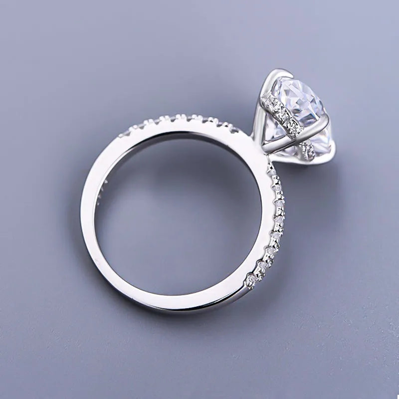 Sterling Silver Oval Diamond Engagement Ring For Woman Mychicdress